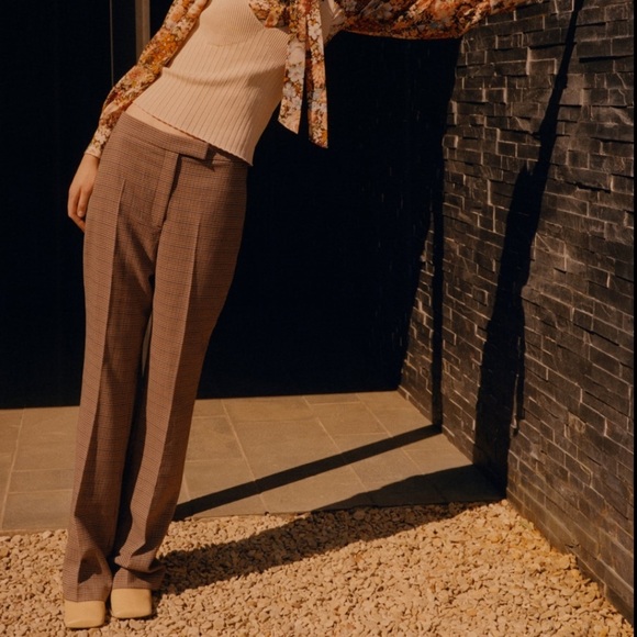 ZARA BNWT Plaid Flared Pants - Picture 1 of 4